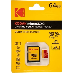 64GB Uhs-I U3 V30 Micro Sd Kart + Adaptör (Kırmızı)