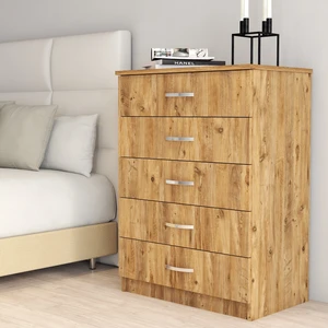 Şifonyer 5 Çekmeceli Atlantik Çam Renkli Modern Tasarım 72 cm Genişlik 98 cm Yükseklik SFY0202