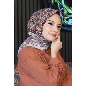 Geometrik Desen Bej Soft Pamuk Eşarp