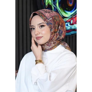 Etnik Desen Taba Soft Pamuk Eşarp