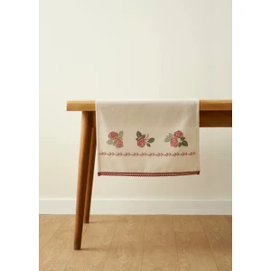 Rose Baskılı Kopanakili Runner Krem (50X150 Cm)