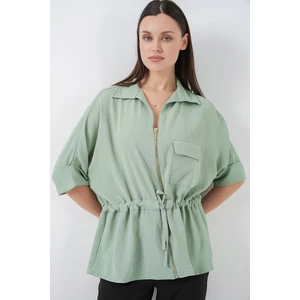 Fermuarlı Kadın Gömlek 0721 - Mint