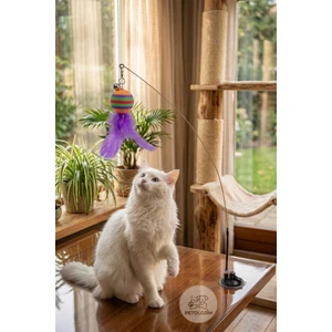 Zilli Tüylü Vantuzlu Kedi Oyuncağı
