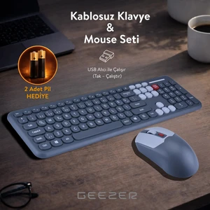 Soft Touch Kablosuz Klavye Mouse Set Gri Smk-687