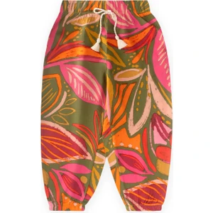 Desenli Viskon Şalvar 2-10 Yaş Turuncu