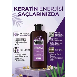 Saç Teli Kuvvetlendirici Keratin Şampuanı - Tuzsuz & Parabensiz & Boyasız - Pürüzsüz Düzlük Koruması