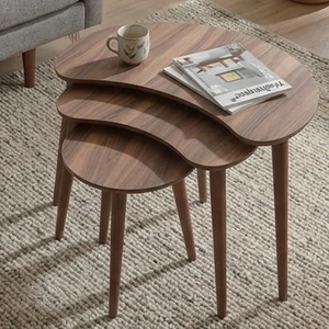 Express Mobilya Hilal Mdf Üçlü Zigon Sehpa Ceviz