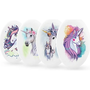 Unicorn Desenli Elips Şekilli Silgi  4 Adet