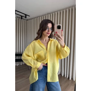 Sue Store Sarı Oversize Modal Kumaş Gömlek
