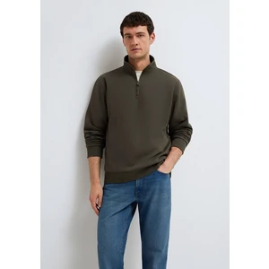 Yarı Fermuarlı Haki Basic Sweatshirt 0S10278-71553