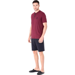 D'S Damat Şort Pijama Takımı Bordo