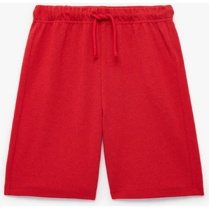 Beli Lastikli Pamuk Karışımlı Dokulu Basic Şort