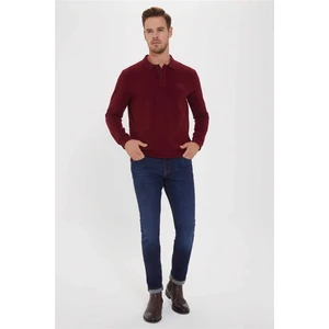 Lee Cooper Newblend Erkek Polo Yaka Sweatshirt Bordo