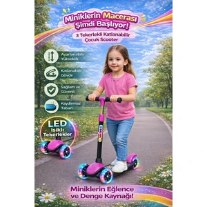 Hak-İş Oyuncak Swing Işıklı 3 Tekerlekli Scooter Pembe