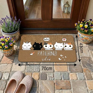 Kedi Çetesi Desenli Kapı Önü ve Iç Mekan Paspası