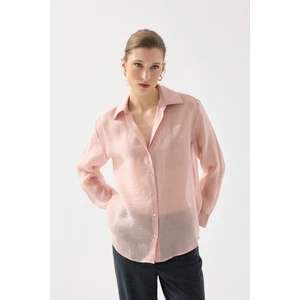 Rahat Kesim Tencel Gömlek - Pembe