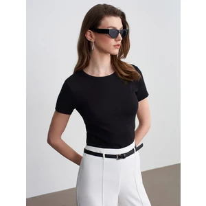 32637 Bisiklet Yaka T-Shirt-Siyah