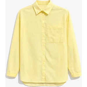 9942 Kadın Oxford Uzun Kol  Basic Gömlek Sarı