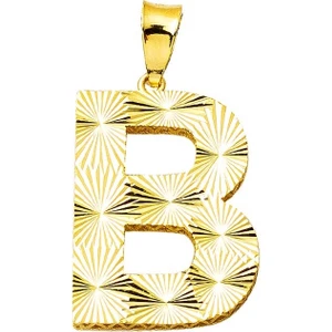 B Harfi 3 Boyutlu Altın Kolye Ucu