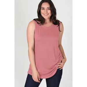 Curvy Trend Büyük Beden Kolsuz Viskon Basic Bluz