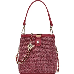 Kadın Mor Mini Hasır Çapraz Çanta 26SBD2417M7