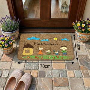 Çocuk Çizimi Desenli Kapı Önü ve Iç Mekan Paspası