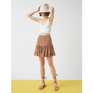 Mini Etek Volanlı Katlı Beli Lastikli