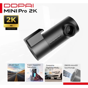 DDPAI Mini Pro 2K Araç İçi Kamera - 2K HD Çözünürlük - NightVIS 2.0 Gece Görüşü - Süper Kapasitör