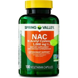 Spring Valley Nac 1000MG Selenium Molybdenum 100 Vegetarian Capsules