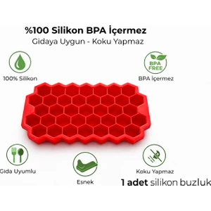 Evolis Kitchen 1 Adet Silikon Petek Buz Kalıbı( Kırmızı)