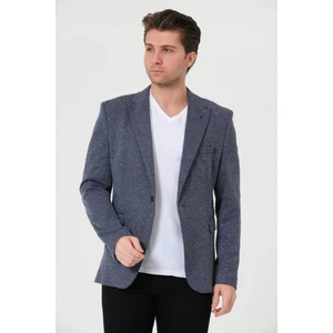 Erkek Slim Fit Blazer Ceket Mavi Kırçıllı