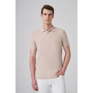Erkek Bej Basic Polo Yaka Dynamic Fit T-Shirt