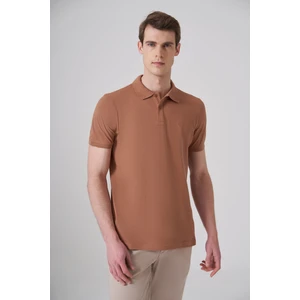 Erkek Açık Kahve Basic Polo Yaka Dynamic Fit T-Shirt