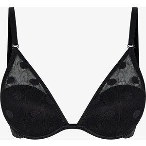 Siyah Dot Mesh Push Up Destekli Sütyen