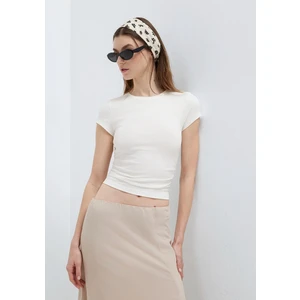 Ekru Basic Crop Tişört 1613942-70057
