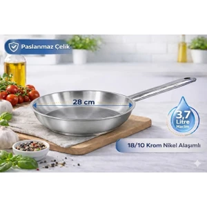 Net Çelik Tek Saplı Çelik Tava 28 cm