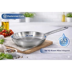 Net Çelik Tek Saplı Çelik Tava 24 cm