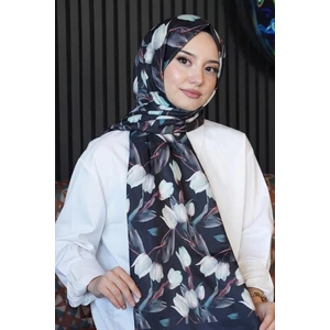 Lale Desen Siyah Soft Pamuk Şal
