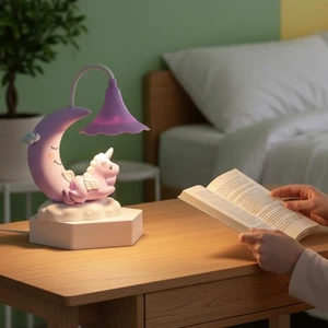 Ay ve Unicorn Tasarımlı Sevimli Şarjlı Masa Lambası