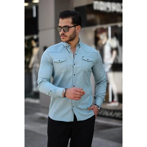 Slim Fit Çıtçıtlı Çift Cep Kot Gömlek