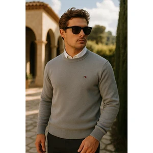 Erkek Premium Comfort Basic Gri Uzun Kazak