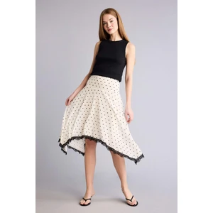 Puantiyeli Normal Bel Krep Midi Etek H5634AX26SP