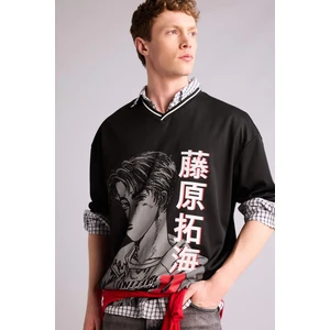 Initial D Loose Fit Baskılı Kısa Kollu Tişört G7427AX26SM