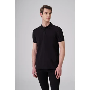 Erkek Siyah Basic Polo Yaka Dynamic Fit T-Shirt