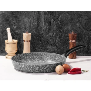 Ultra Granit Düz Tava 24 cm Gri Renkli Dayanıklı Granit Kaplama ile Pişirme