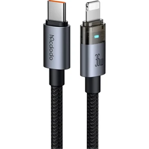 CA-6940 Type-C To Lightning 36W 1.2m Şeffaf Kablo Şarj Işıklı