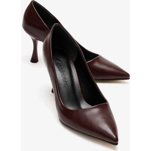 Kadın Stiletto Ayakkabı Bordo Kırışık