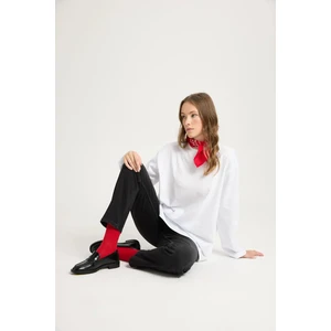 Geniş Kol Oversize Basic T-shirt Beyaz 30058