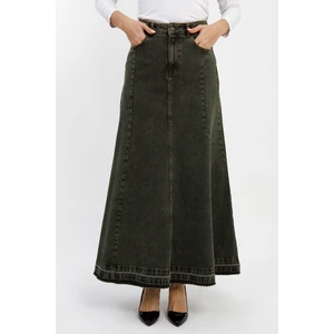Kadın A Form Yeşil Denim Etek