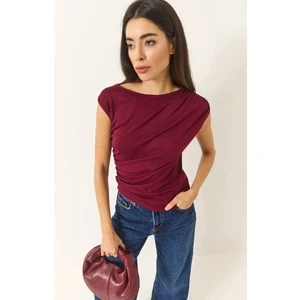 Kadın Drape Detaylı Soft Touch Esnek Viskon Bluz